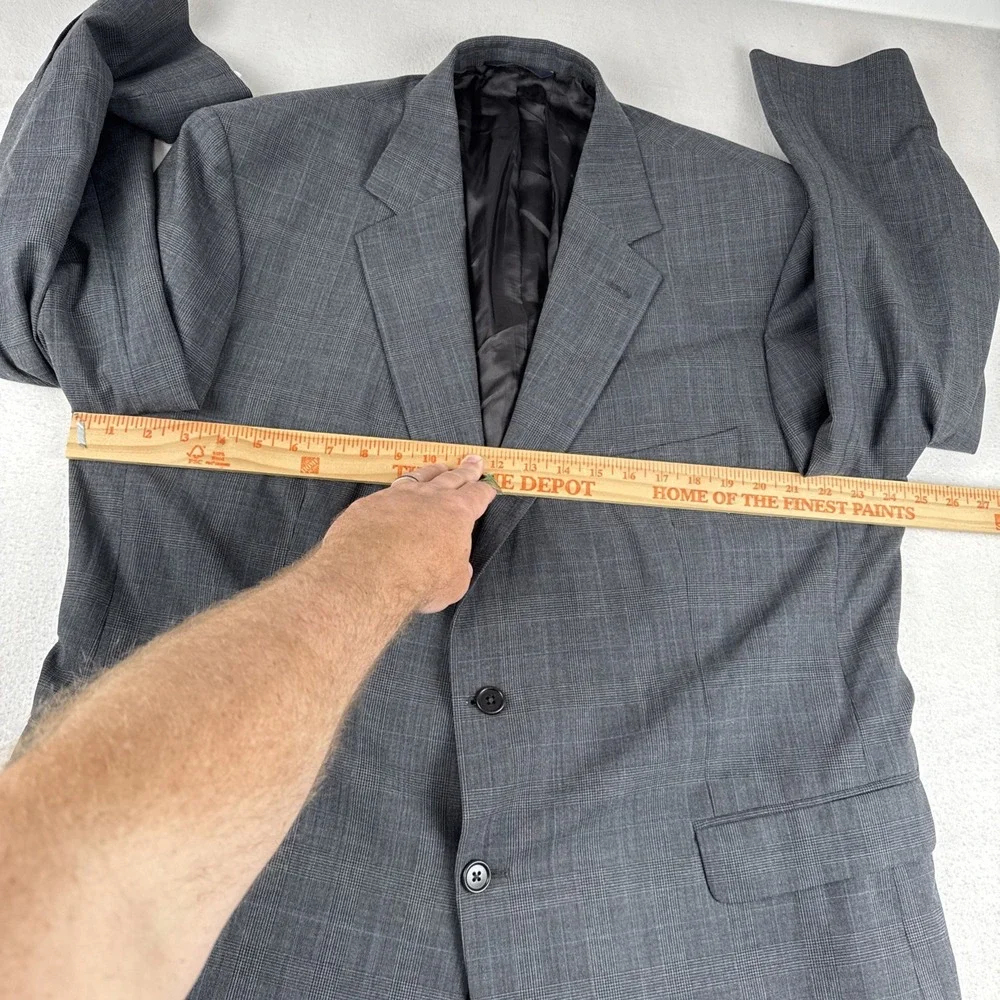 Brooks Brothers Stretch  2 Piece Gray Glen Plaid Suit 48R fits 36*30 Wool Blend